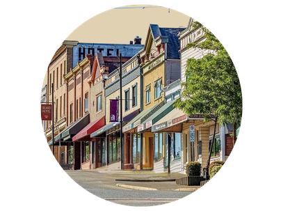 Vintage illustration of Vancouver Island coastal town — Straightline Graphics & Signs Ladysmith BC
