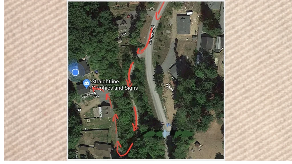 Driving directions map to Straight Line Graphics and Signs workshop in Ladysmith BC